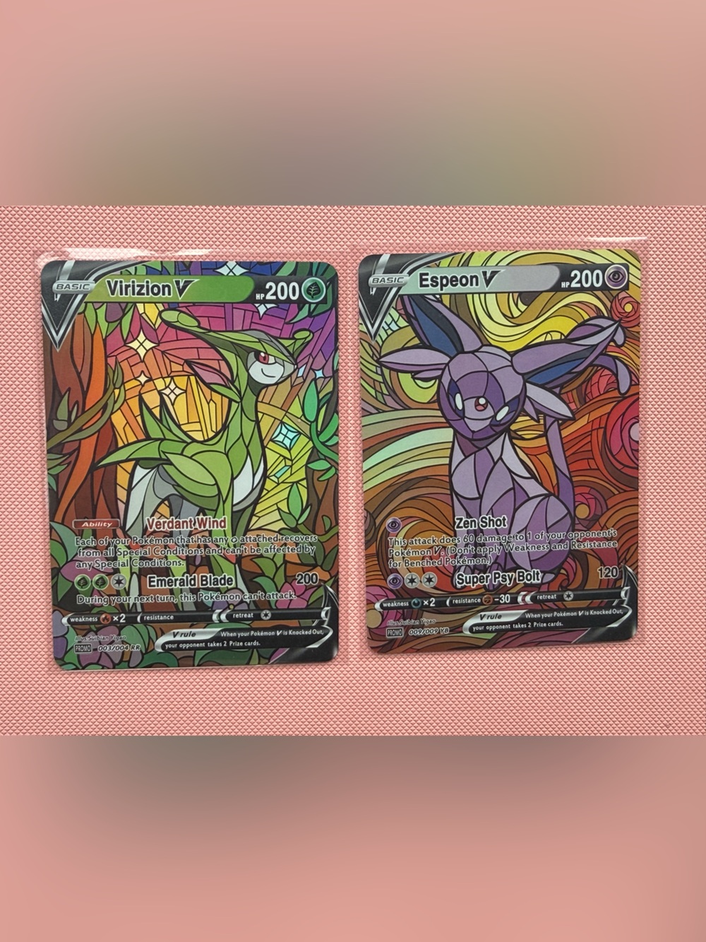 Pokémon Espeon V & Virizion V Fan Art Cards